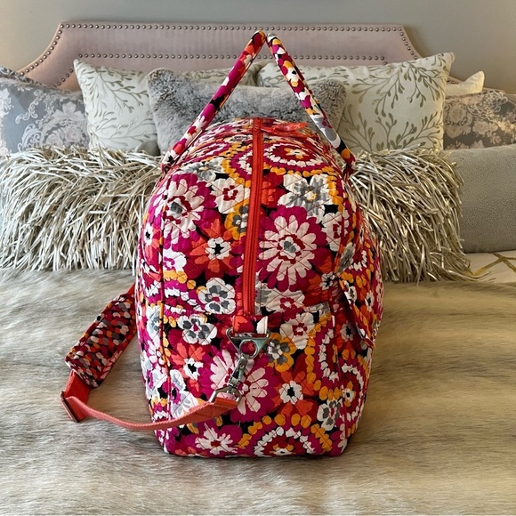 VERA BRADLEY Pixie Blooms Iconic Grand Traveler Bag 2015 Pink Orange Floral - Picture 10 of 15